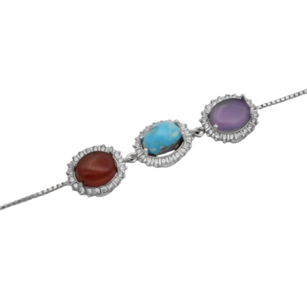 16-4-058 several-stones-baran-silver-bracelet(1) دستبند چند سنگ زنانه نقره مجلسی