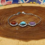 دستبند چند سنگ نقره زنانه طرح باران - Image 3