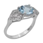 انگشتر توپاز الماس تراش نقره زنانه طرح تمنا