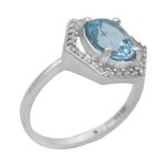 انگشتر توپاز الماس تراش نقره زنانه طرح درسا