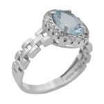 انگشتر توپاز الماس تراش نقره زنانه طرح میترا