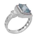 انگشتر توپاز الماس تراش نقره زنانه طرح لادن