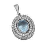 گردنبند توپاز الماس تراش زنانه نقره طرح نیلوفر