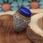 انگشتر لاجورد نقره مردانه طرح کوهیار - Image 2