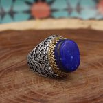 انگشتر لاجورد نقره مردانه طرح کوهیار - Image 3