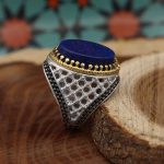 انگشتر لاجورد نقره مردانه طرح عنایت - Image 2