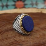 انگشتر لاجورد نقره مردانه طرح عنایت - Image 3