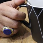 انگشتر لاجورد نقره مردانه طرح عنایت - Image 4