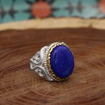 انگشتر لاجورد نقره مردانه طرح نویان - Image 2