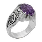 انگشتر آمیتیست نقره مردانه دست ساز طرح کامران