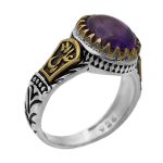 انگشتر آمیتیست نقره مردانه طرح پدرام