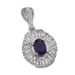 گردنبند آمیتیست الماس تراش نقره زنانه طرح مائده