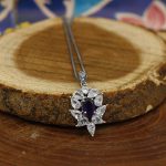 گردنبند آمیتیست الماس تراش نقره زنانه طرح سلینا - Image 2