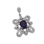 گردنبند آمیتیست الماس تراش نقره زنانه طرح مروا