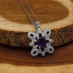 گردنبند آمیتیست الماس تراش نقره زنانه طرح مروا - Image 3