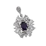 گردنبند آمیتیست الماس تراش نقره زنانه طرح مانیا