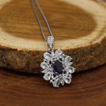 گردنبند آمیتیست الماس تراش نقره زنانه طرح مانیا - Image 3