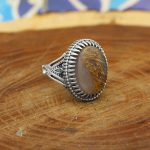 انگشتر عقیق شجر نقره مردانه طرح طاهر - Image 3