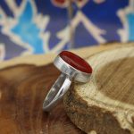 انگشتر عقیق سرخ نقره دست ساز مردانه و زنانه طرح شایان + حرز امام جواد (ع) - Image 3