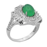 انگشتر عقیق سبز نقره زنانه طرح هانیه