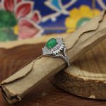 انگشتر عقیق سبز نقره زنانه طرح هانیه - Image 2