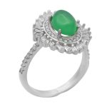 انگشتر عقیق سبز نقره زنانه طرح آناهیتا