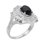 انگشتر عقیق مشکی نقره زنانه طرح مهنا