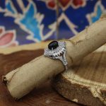 انگشتر عقیق مشکی نقره زنانه طرح مهنا - Image 2