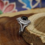 انگشتر عقیق مشکی نقره زنانه طرح مهنا - Image 3