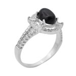 انگشتر عقیق مشکی نقره زنانه طرح مهسا