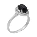 انگشتر عقیق مشکی نقره زنانه طرح پریچهر