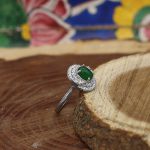 انگشتر عقیق سبز نقره زنانه طرح افروز - Image 2