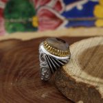 انگشتر عقیق شجر نقره مردانه طرح پدرام - Image 2