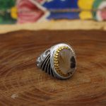 انگشتر عقیق شجر نقره مردانه طرح پدرام - Image 3