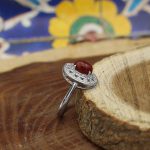 انگشتر عقیق سرخ نقره زنانه طرح پناه - Image 2