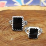 انگشتر ست عقیق مشکی نقره مردانه و زنانه طرح ارمغان - Image 3