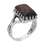 انگشتر عقیق سلیمانی نقره مردانه طرح کاوه