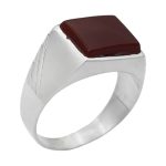 انگشتر عقیق سرخ نقره دست ساز مردانه و زنانه طرح فریبرز + حرز امام جواد (ع)