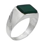 انگشتر عقیق سبز نقره دست ساز مردانه طرح فریبرز + حرز امام جواد (ع)