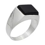 انگشتر عقیق مشکی نقره دست ساز مردانه طرح فریبرز + حرز امام جواد (ع)