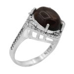 انگشتر عقیق سلیمانی نقره زنانه طرح هنگامه