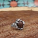 انگشتر عقیق سلیمانی نقره زنانه طرح هنگامه - Image 3