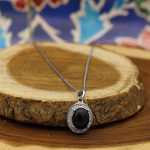 گردنبند عقیق مشکی نقره زنانه طرح نسرین - Image 2