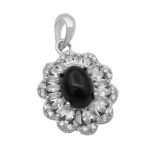 گردنبند عقیق مشکی نقره زنانه طرح سوسن