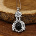 گردنبند عقیق مشکی نقره زنانه طرح لطیفه - Image 2