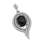 گردنبند عقیق مشکی نقره زنانه طرح هما