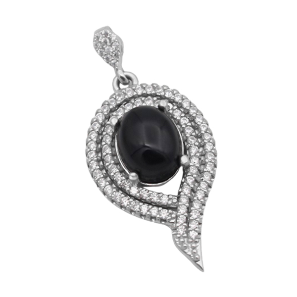 4-3-646 black-agate-homa-necklace(1) انواع گردنبند عقیق سیاه دخترانه اصل