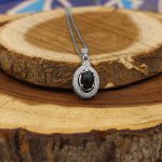 گردنبند عقیق مشکی نقره زنانه طرح سپیده - Image 2