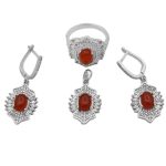 نیم ست عقیق سرخ نقره زنانه طرح نیکی