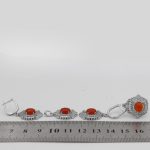 نیم ست عقیق سرخ نقره زنانه طرح نیکی - Image 2